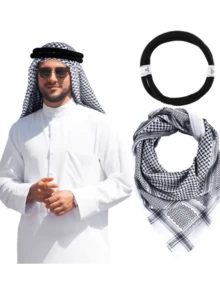 Arabic Headscarf And Headband Combination, Dubai Saudi Arabia Fashion Middle Eastern Men's Headscarf - Multicolor - View 5