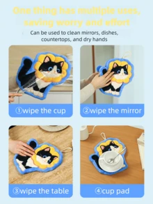 1条可爱猫咪造型多巴胺吸水性强、触感柔软的手巾，竖款设计节省空间，适合浴室和厨房装饰，色彩鲜艳，可用作浴室/厨房装饰布或厨房毛巾 - 彩色 - 查看 9