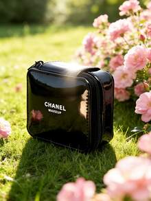 CHANEL 材质：化妆包，黑色漆皮，小型化妆包，口红盒，粉饼镜，旅行收纳袋，便携式，口红整理盒 - 黑色 - 查看 1