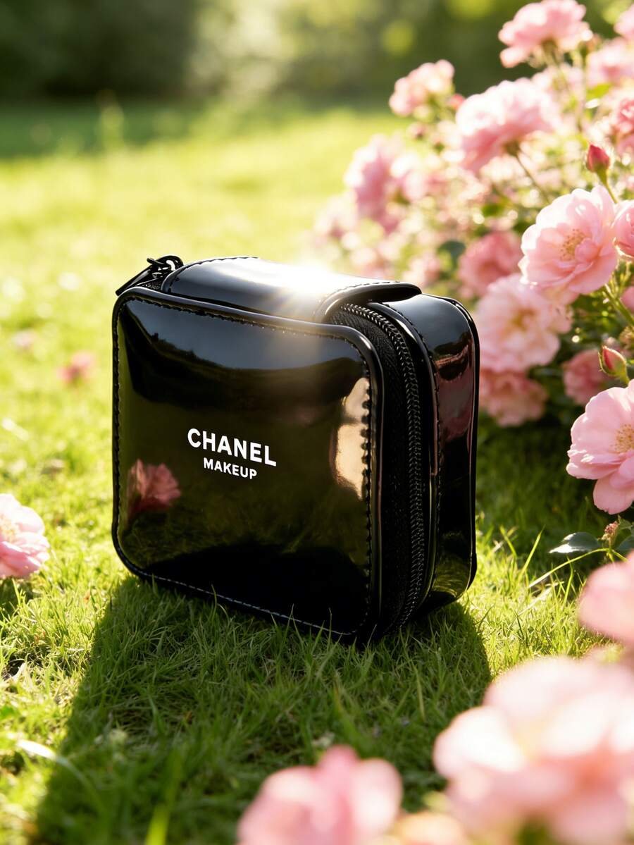 CHANEL 材质：化妆包，黑色漆皮，小型化妆包，口红盒，粉饼镜，旅行收纳袋，便携式，口红整理盒 - 黑色 - 查看 1