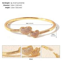 1件装18K镀金铜手链，镶嵌锆石，简约设计，高端日常女士饰品 - 愛心 - 查看 1