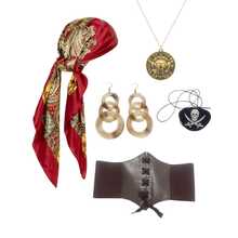 6 pièces Ensemble d'accessoires de costume de pirate : bandana, ceinture, collier, cache-œil, bagues. Essentiel pour les femmes pour une fête à thème pirate, un bal masqué, une tenue de fête, des accessoires de costume de carnaval - Multicolore - Voir 15