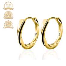 S925 银黑色树脂圆形简约时尚女式耳环 - 金色 - 查看 12