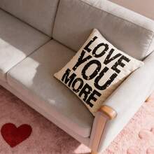 1pc Linen Unfilled Pillowcase, Valentine's Day Printed Pillowcase, Suitable For Living Room And Home Use - Love You More - View 4