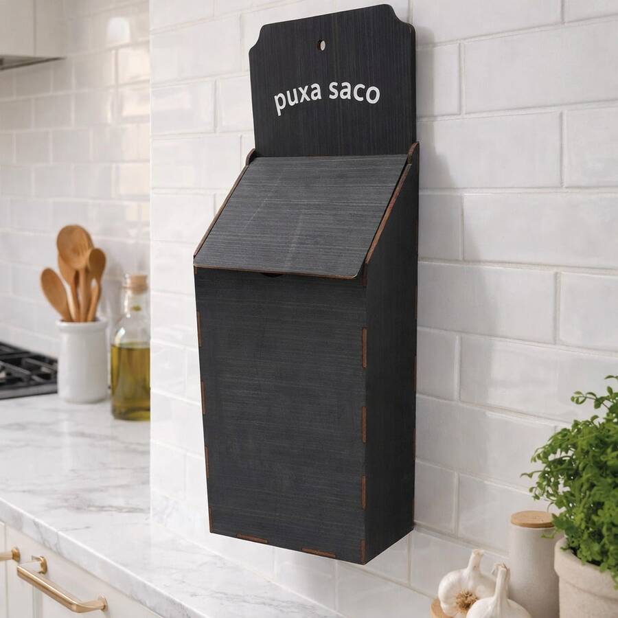 MDF Wall-Mounted Bag Holder – Organized And Modern Kitchen - màu đen - Xem 1