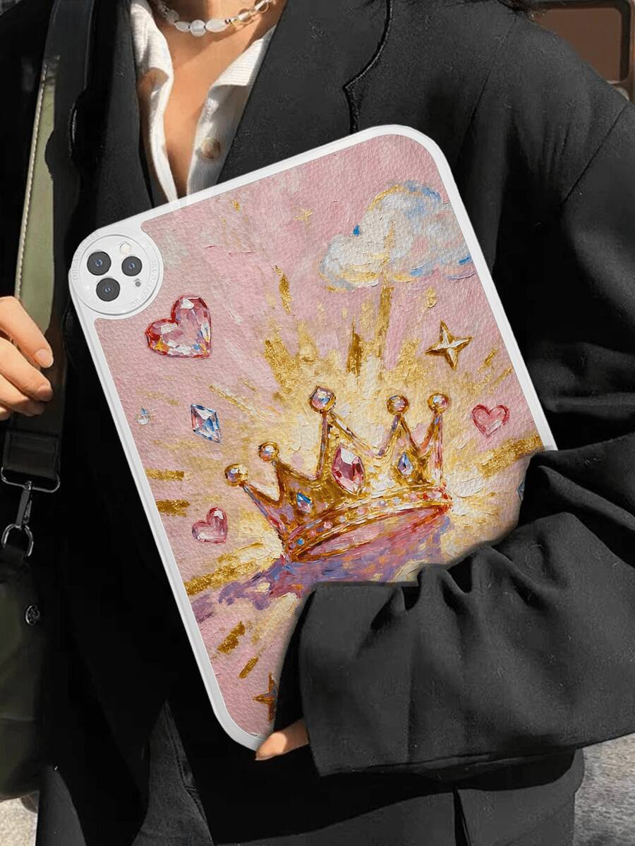 1 件装心形皇冠极简插画风格防震平板电脑保护套，适用于 Galaxy Tab A7 LITE、iPad Pro 11 英寸（2021 款）、iPad 第十代 - 彩色 - 查看 1