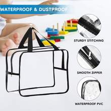 6 Pack Toy Storage Bags Toy Storage Organizer With Labels For Kids, Reusable Clear PVC Board Game Storage With Zipper, Waterproof Travel Bags For Building Blocks, Puzzles - Clear - View 3