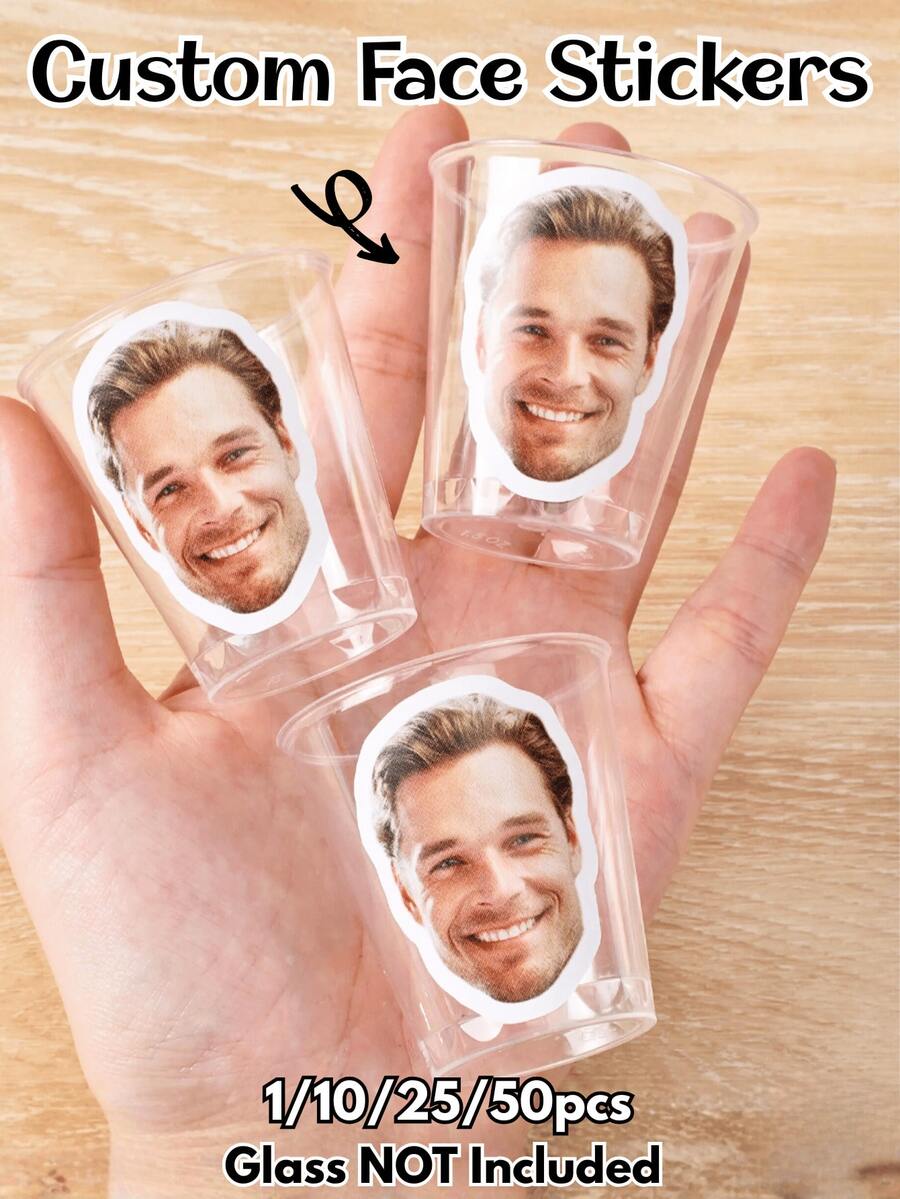 Customized And Text Sticker Set - Suitable For Birthday Party/Christmas Party/Cup Decoration/Kids Crafts/Adult Gifts, Available In 1-50 Pcs (1pc/10pcs/25pcs/50pcs), 1.25"/1.5"/2" Height Options, Fun Stickers For Cup Decoration/Party Favors, Custom Text Stickers For Gift Packaging/DIY Craft Projects - Multi-colored (Paper Sticker) - View 1