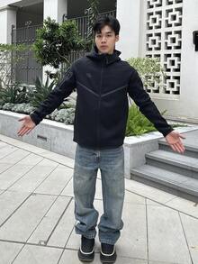 Nike Sportswear Tech Fleece WINDRUNNER風行者係列 連帽純色舒適時尚夾克外套 男款 黑色 - 黑色 - 查看 7