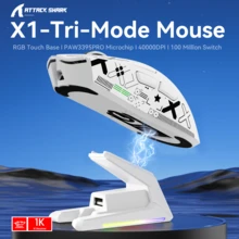 ATTACK SHARK X1 Wireless Gaming Mouse With RGB Charging Dock, PAW3395 PRO Sensor Up To 40K DPI,53g Ultra Light Tri-Mode Computer Mice,1KHz Polling Rate 5 Programmable Buttons For WIN/ - Multicolor - View 4