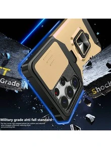 Compatible With IPhone 16 Pro Max/15 Pro Max/14 Pro Max/13 Pro Max/12 Pro Max/11 Pro Max/XS Max/7/8 Plus Phone Case With Card Slot + 360° Rotating Stand Military-Grade Drop Protection Phone Case + Ring Holder Series + Premium Craftsmanship + Full Phone Case Set, Compatible With Samsung S25U/S22/23/24+, Note 11/12 Pro - Gold - View 5