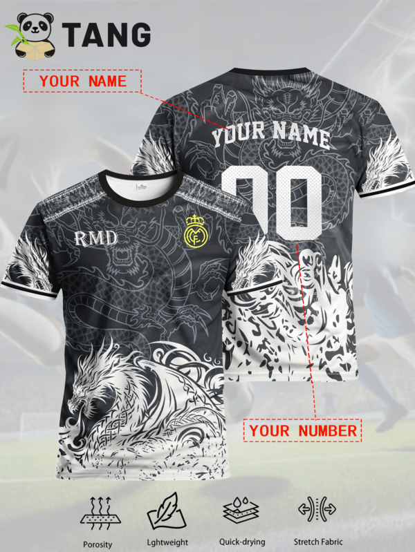 Customized La Liga Men's Football Jersey, Comfortable Round Neck Sports Sweatshirt, Suitable For Football Training, Casual Wear, And Gift