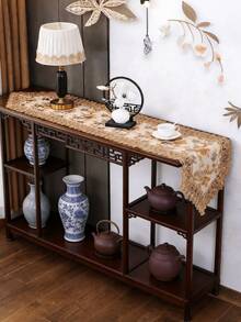 HXARTMIS 1pc Elegant Lace Table Runner, Luxury Sequin 3D Embroidered With Lace Trim, Decorative Table Cloth For Party, Home, Dining Table, Tea Table, Made Of Polyester Fiber, Heat Resistant And Durable, Non-Slip And Odorless, Suitable For Christmas, Halloween, New Year And Other Holiday Decorations, Best Gift, Multiple Sizes Available - Brown - View 8