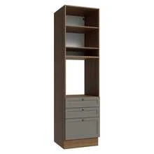 Mueble Para Horno Y Microondas Madesa Vik 60cm 3 Cajones MG - Marrón y Gris - Ver 10