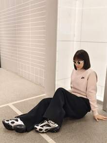 Nike 品牌logo字母針織套頭長袖純色立領保暖套頭衛衣 女款 粉紅色 - 粉色 - 查看 6