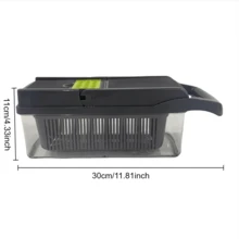 Picadora de verduras manual multifunción 14 en 1 con embudo y cesta, para rebanar, rallar, picar - Herramienta de cocina - Multicolor - Ver 3