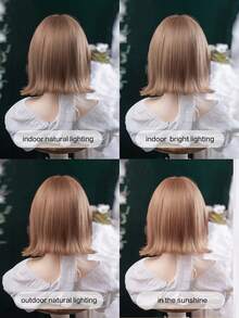 alicegarden 1 Tóc giả tổng hợp chịu nhiệt, tóc giả ngắn màu xám có mái, dài 3,6 mét, làm từ sợi tổng hợp, thích hợp sử dụng hàng ngày, tóc giả mô phỏng tự nhiên. - màu nâu - Xem 1