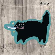 Cute Cat Biting Knife Shape Magic Cat Stickers - Adorable Purple And Orange Cats, Magic Design Waterproof Vinyl Decals, Suitable For Notebooks, Planners, Scrapbooks, Farmhouse Decor - Easy To Peel And Stick, Planner Decor, Diary Decor, Magic Theme, High-Quality Printing Glossy, Single Use - Vinyl - View 13