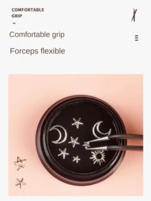 1支黑色粉末睫毛镊子，睫毛工具，睫毛夹，睫毛移植，睫毛夹，金色海豚羽毛夹，高精度花朵夹 - 銀色 - 查看 2