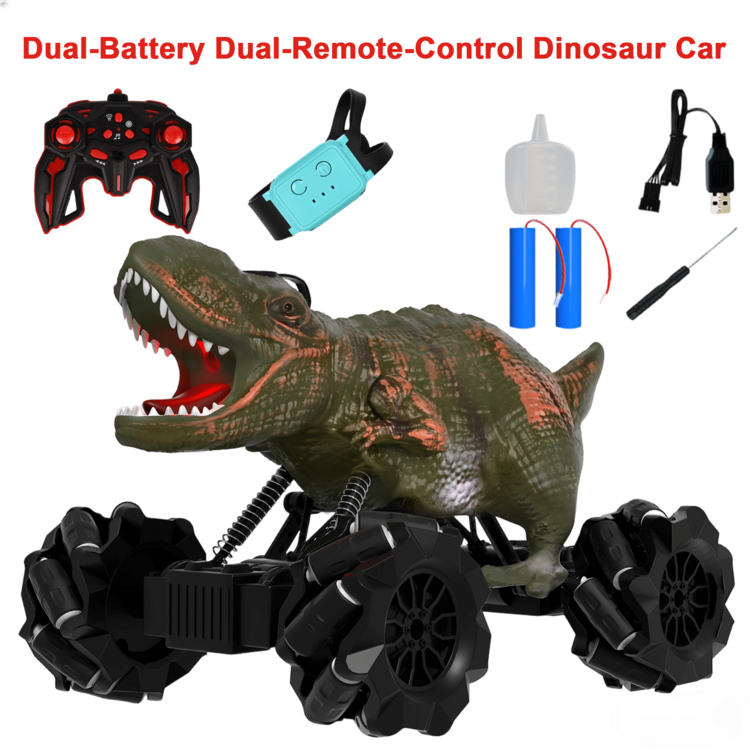 Remote Control Dinosaur, 2.4 Ghz 4WD RC Dinotrux Toys, Remote Control Car With Lights, Sound Effects And Water Spray Function, Perfect Dinosaur Party Favors Birthday Gifts 6-12 - Xe RC hình khủng long - Xem 9