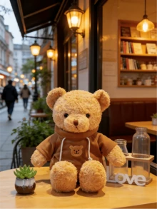 Rosa & braune Teddybär Plüsch Stofftier Puppe, Weiche lockige Fell Plüsch Puppe, Süße Plüsch Puppe Geschenk für Geburtstag, Weihnachten, Kindertag, Halloween, Erntedankfest, Ostern, Frühling/Sommer - Verschiedenfarbig - Übersicht 2