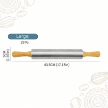 1pc Stainless Steel Rolling Pin - Heavy Duty Classic Pasta Dough Roller For Pasta, Pizza, Cookies And Pastries - Silver - View 13