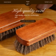 Maple Wood Horse Hair Brush, Soft Bristle Shoe Shine Brush, Leather Cleaning Brush, Household Dust Removal Brush, Shoe Edge Brush, Leather Care Brush - Multicolor - View 9