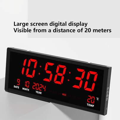High Definition LED Digital Clock, Perpetual Calendar, Silent Operation, Wall Decor, Temperature, Date & Month Display, Suitable For Living Room, Bedroom, Office, Public Spaces