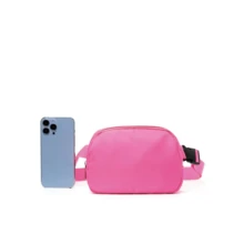 Sports Waist Pack/Crossbody Bag, Suitable For Running, Hiking, Cycling, Fitness And Other Sports, Fashion Casual Minimalist, Unisex, Suitable For Students. Mini Waist Pack With Adjustable Shoulder Strap, Unisex, One Shoulder Crossbody Bag, Suitable For Outdoor Sports, Running, Travel, Black, College Style Waist Pack, Suitable For The First Day Of School. - 玫紅色 - 查看 4