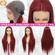 13x4/13x6 HD Clear Lace Front Wig, Human Blended Hair Straight, 34 Inches - 200% High Density Glue-Free Brazilian Human Blended Hair Frontal Wig, Pre-Plucked Hairline, Baby Hair Included, Bug No Glue Required, Easy To Wear - SBUG - View 2