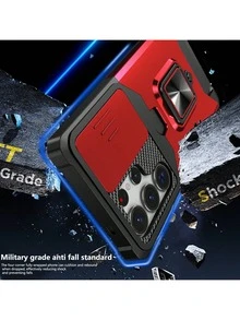 Compatible With IPhone 16 Pro Max/15 Pro Max/14 Pro Max/13 Pro Max/12 Pro Max/11 Pro Max/XS Max/7/8 Plus Phone Cases With Card Slot + 360° Rotating Stand, Military-Grade Drop Protection Phone Cases + Ring Holder Series, High-Quality Craftsmanship, Full Phone Case Set, Compatible With Samsung S25U/S22/23/24+, A04/A05/A14/A15/A24/A25/A34/A54S, Compatible With OPPO, VIVO, Redmi Note 11/12 Pro - Red - View 2