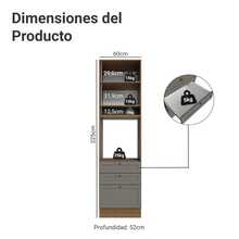 Mueble Para Horno Y Microondas Madesa Vik 60cm 3 Cajones MG - Marrón y Gris - Ver 2