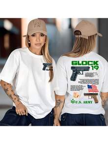 Camiseta Casual Oversized Glok Militar Tiro Esportivo Atirador - Branco - Visão 4