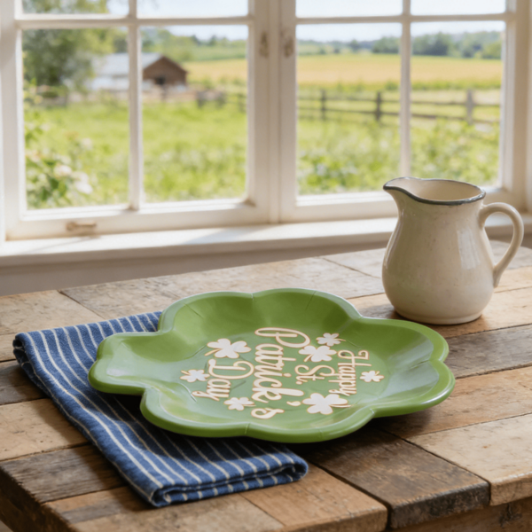 24pcs Irish Paper Plates Shamrock Shaped Disposable Party Dessert Plates Holiday Supplies Table Decor
