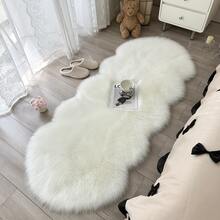 1pc Solid Color Asymmetrical Faux Fur Rug, Cozy Decor For Kids Room, Living Room Small Carpet, Bedroom Rug, Home Decor, Outdoor Carpet, Washable - Multicolor - View 2