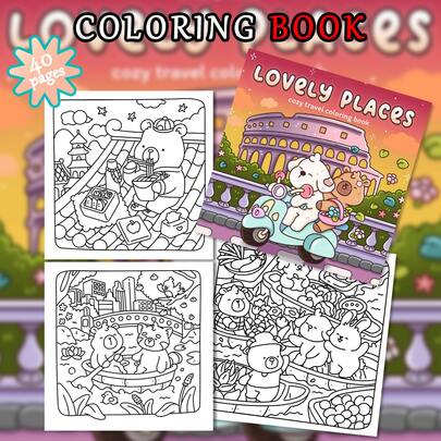 Colorful Animal Park Coloring Book, Easy-Fill Paper Book, Vibrant Healing Style, Forest Animal Carnival Elements, Rainbow Color Scheme, Featuring Giraffe, Hot Air Balloon Details, Relaxing Doodle, Suitable For Stationery, School Supplies, Great Gift For Girls, Valentine's Day, New Year
