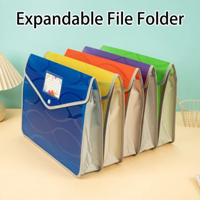 1pc A4 File Folder, Colorful Waterproof Document Bag, File Folder With Snap Button, Waterproof Envelope File Folder, Suitable For Travel, Office, School, Home (Blue, Green, Purple, Yellow, Orange)