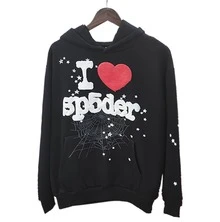 Sp5der I Heart SP5 Souvenir Hoodie Black And Matching Sweatpants Set | Premium Heavyweight Layering Outerwear |Unisex For Both Men And Women | Perfect Streetwear Set | Loungewear And Daily Casual Wear Set - Đen/bộ - Xem 6