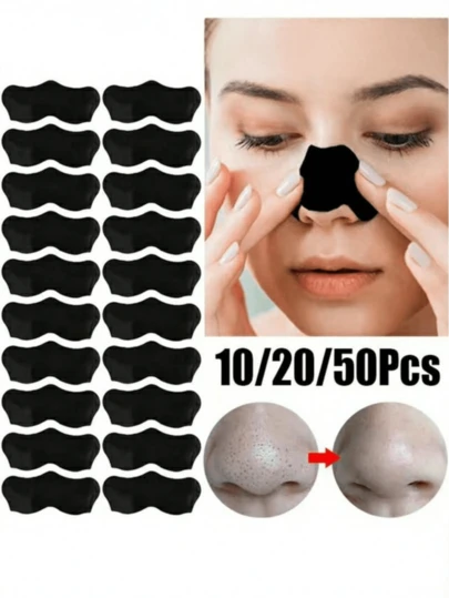 10/20/50 piezas Tiras de poros de nariz de carbón de bambú, máscara de limpieza profunda de poros de la piel, adecuada para puntos negros rebeldes