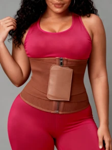 1pc Classic Drawstring Waist Belt, With Hook And Loop And Zipper Dual Closure Design, Cinches Waist To Create A Slender Silhouette - Multicolor - View 11