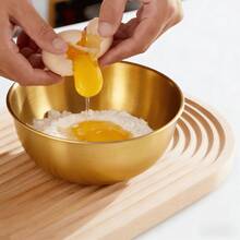 3 peças/1 peça Tigelas de Mistura de Aço Inoxidável Dourado com Marcas de Medição, Adequadas para Salada, Frutas, Massa, Fácil de Limpar, Tema de Feriado, Uso ao Ar Livre, Superfície de Metal Escovado, Tamanho Redondo 6,69", 7,48", 8,66" - Dourado - Visão 3