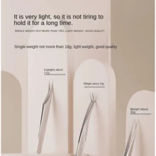 Eyelash Tweezers! Professional Eyelash Extension Stainless Steel Feather Clip Tweezers For Beginners, Eyelash Extension Tweezers, Eyelash Curler, Makeup Tools - C-Silver - View 2