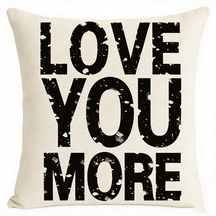 1pc Linen Unfilled Pillowcase, Valentine's Day Printed Pillowcase, Suitable For Living Room And Home Use - Love You More - View 1