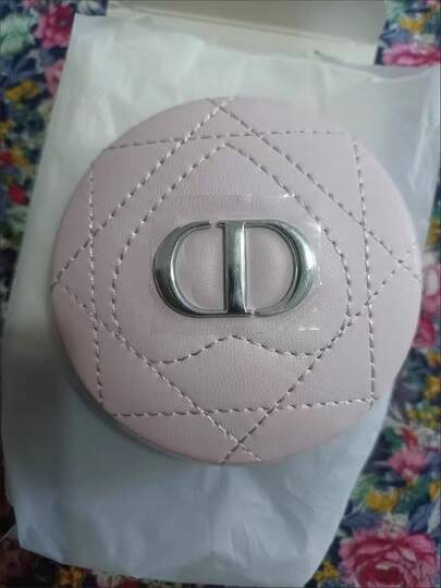 Christian Dior Heart-Shaped Embossed Powder Compact, Light Pink With Rhombus Pattern Shell, Silver CD Logo, Double-Sided Mirror Design For Convenient Makeup Touchups