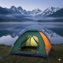 Instant Pop Up Camping Tent - Easy Quick Setup Waterproof Portable Outdoor Shelter For Family Hiking Beach In Orange Green - Xanh lá và cam - Xem 6