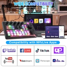 Upgraded F998 Sound Card Kit, Podcast Microphone Bundle, Condenser Mic With Live Sound Card Kit, Podcast Equipment Bundle With Voice Changer And Mixer Functions For PC Smartphone Studio Recording & Broadcasting - Gold Microphone + F998 Sound Card - View 5