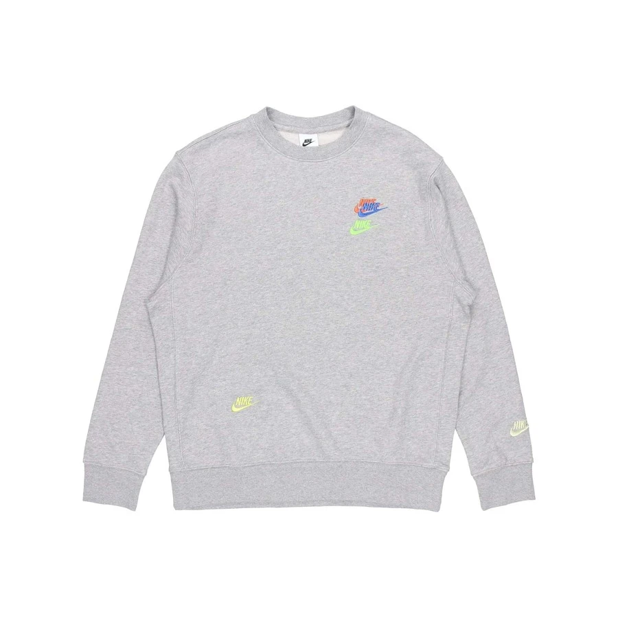 Nike Sportswear Essentials 系列 撞色Logo休閒運動圓領刺繡套頭衛衣 男款 灰色 - 灰色 - 查看 1
