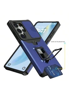 Compatible With IPhone 16 Pro Max/15 Pro Max/14 Pro Max/13 Pro Max/12 Pro Max/11 Pro Max/XS Max/7/8 Plus Phone Case With Card Slot + 360° Rotating Stand Military-Grade Drop Protection Phone Case + Ring Holder Series + Premium Craftsmanship + Full Phone Case Set, Compatible With Samsung S25U/S22/23/24+, OPPO, VIVO, Redmi Note 11/12 Pro - Blue - View 4