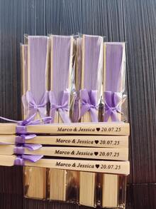 定制竹木折扇，婚礼手扇，个性化手扇，折扇，婚礼扇，多种颜色可选，可定制姓名和日期，适用于毕业典礼、婚礼、乔迁、学校用品、婚礼装饰、派对装饰、家居装饰，精致浪漫，时尚优雅，做工精良，高品质定制，必备装饰品 - 彩色 - 查看 5