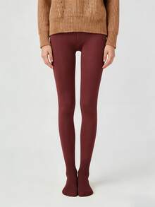 1条200克保暖紧身裤，高腰酒红色不透明连裤袜，加厚加绒保暖长袜 - 彩色 - 查看 6